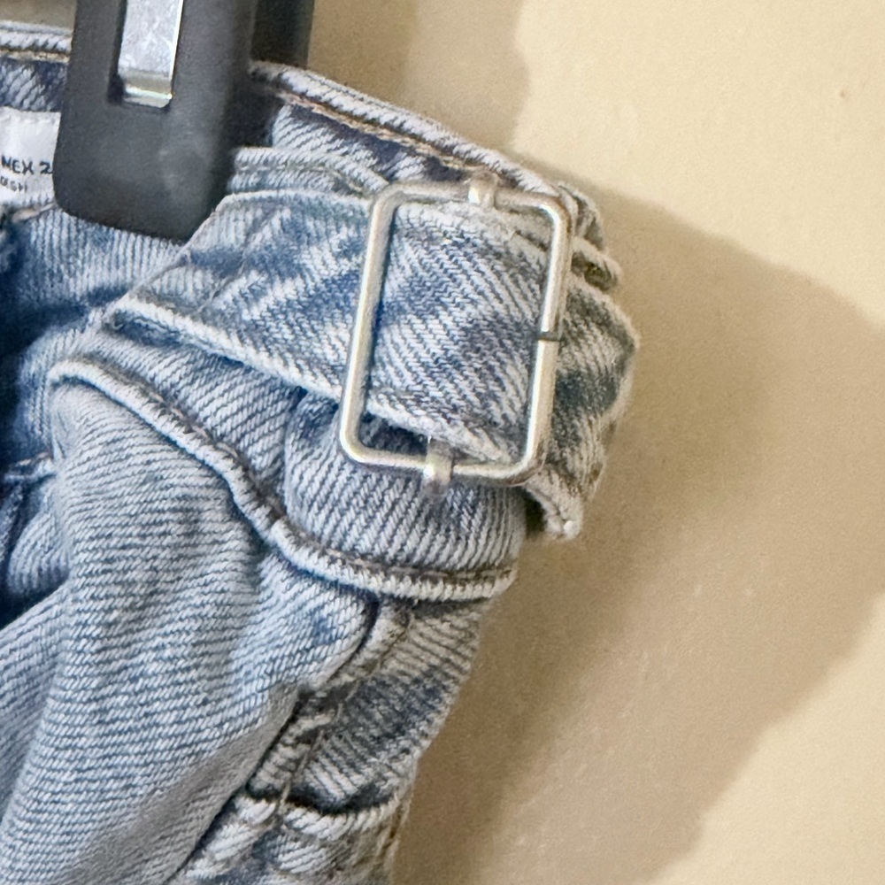 Bershka Light Denim Cargo Flare Jeans - Picture 6 of 8